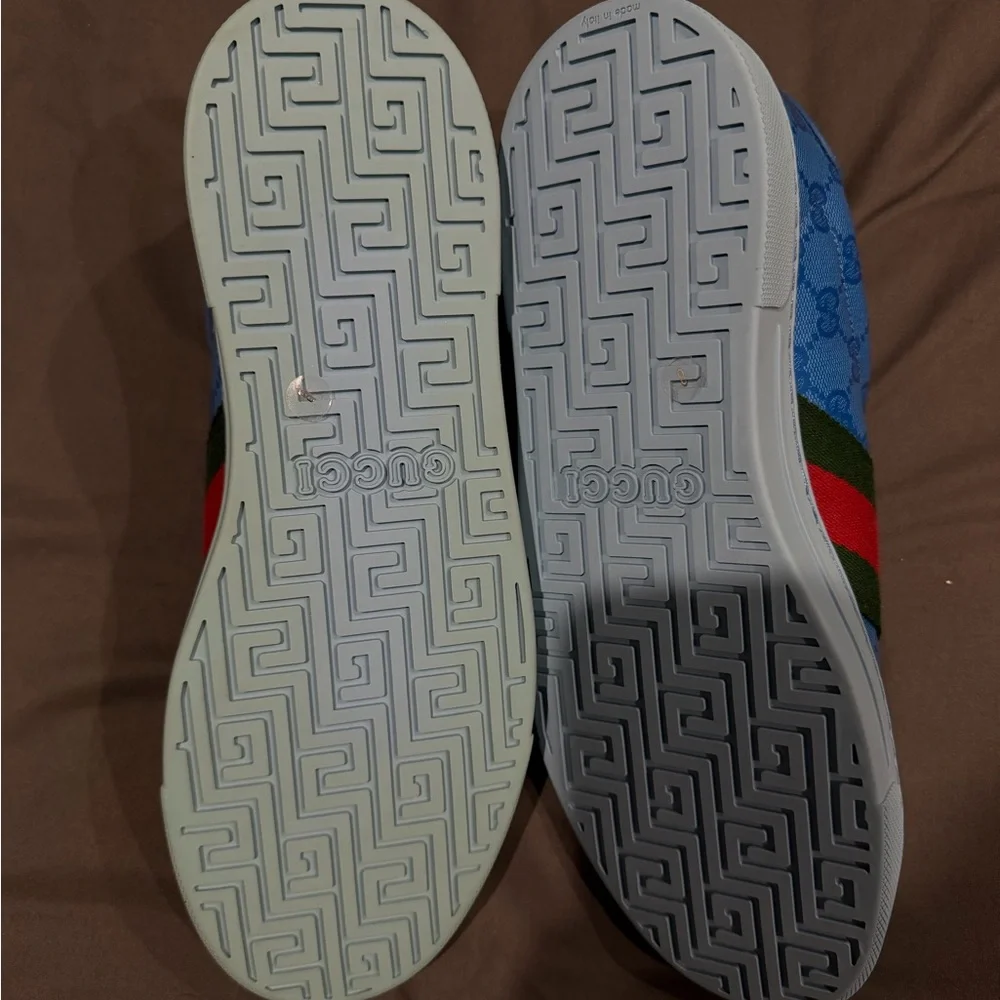 Gucci Blue Sneakers with Red and Green Web Stripe with box